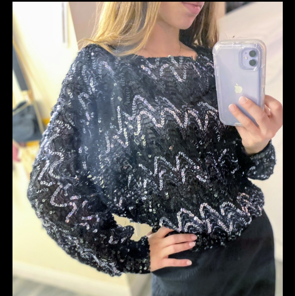 COPY - COPY - Women's vintage sequin boat neck ba…